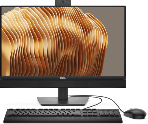 Front view of the Dell Pro 24 With mouse and keyboard