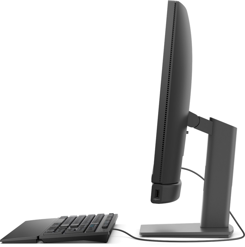 Profile view of the left side of the Dell Pro 24 With mouse and keyboard