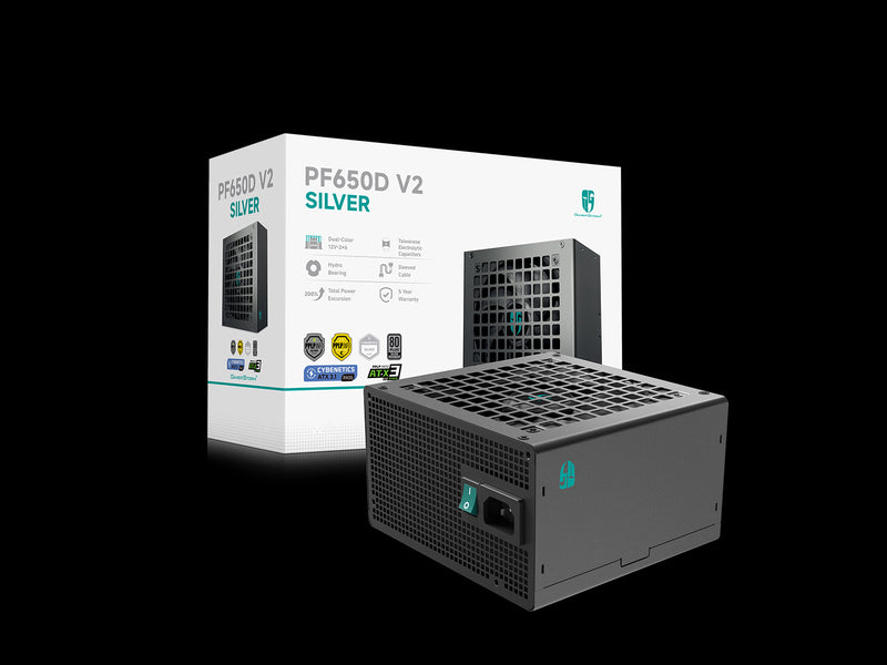 DeepCool PF650D V2 650W 80 Plus Silver ATX 3.1 Power Supply Non-Modular PSU