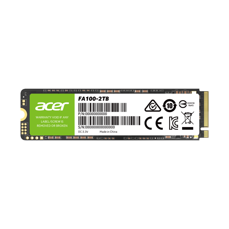 Acer FA100 512GB M.2 NVMe PCIe Gen3 x4 SSD 3300MB/s Read 2200MB/s Write