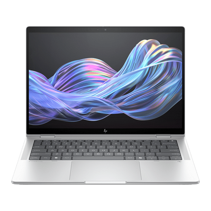 Laptop with a colorful abstract design on the screen