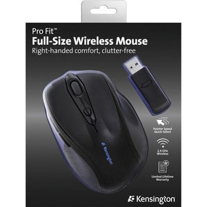 Kensington Pro Fit Wireless Full-Size USB Mouse 2.4GHz Ergonomic Black