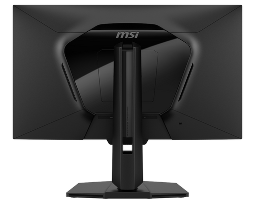 Rear view of MSI 27-inch gaming monitor with USB-C, DisplayPort, and RGB lighting accents