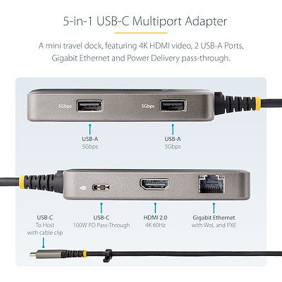 STARTECH USB-C MULTIPORT ADAPTER HDMI/GBE, WORKS WITH CHROMEBOOK (WWCB) 3 YR - 103B-USBC-MULTIPORT