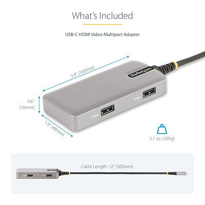 STARTECH USB-C MULTIPORT ADAPTER HDMI/GBE, WORKS WITH CHROMEBOOK (WWCB) 3 YR - 103B-USBC-MULTIPORT