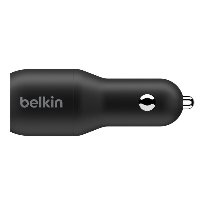 BELKIN 2 PORT CAR CHARGER, 18W USB-C (2) FAST CHARGE PD, BLK,2YR W $2500 CEW - CCB002BTBK