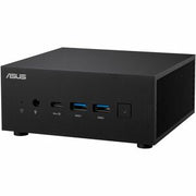 Black ASUS computer case with ports on a white background