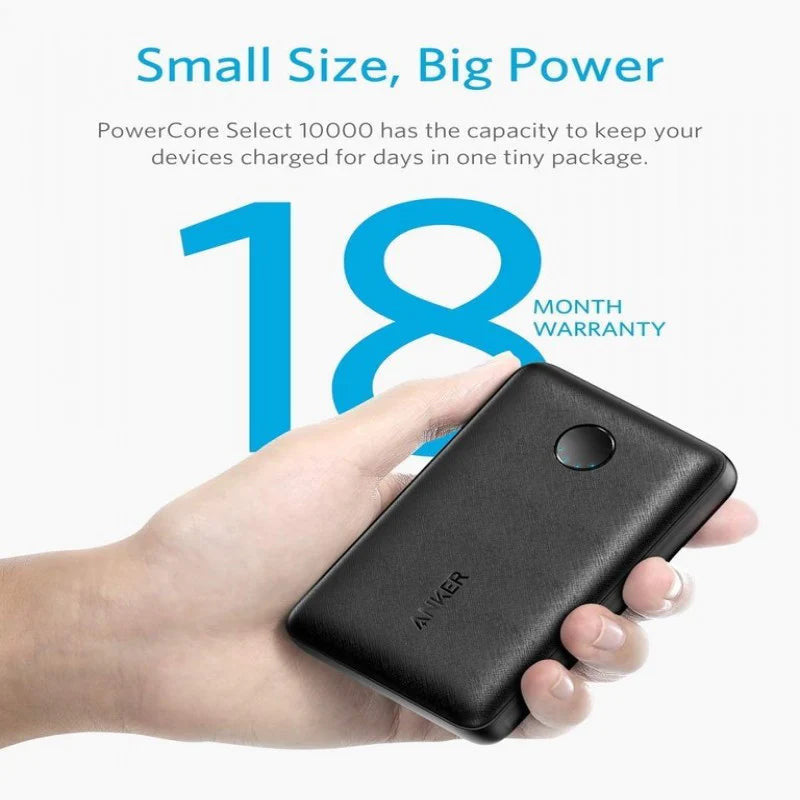 ANKER POWER BANK SELECT 10000  - BLACK - A1223T11