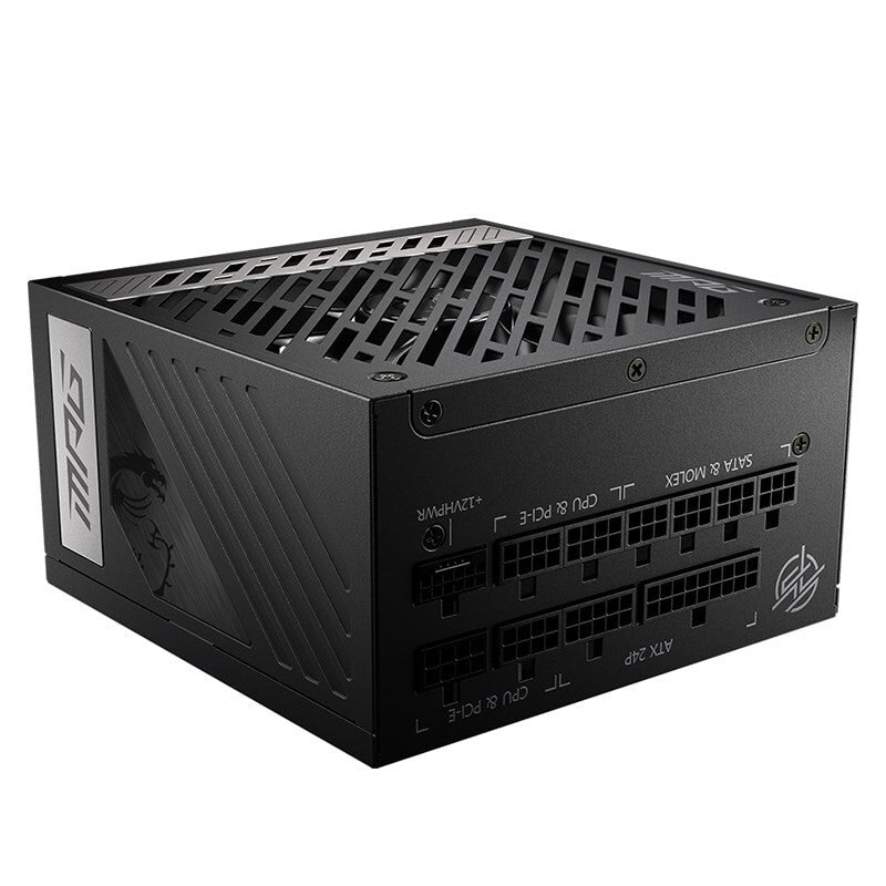 MSI MPG A1000G PCIE5 1000W ATX Power Supply Unit, 80 PLUS Gold, Fully modular flat cables, 0 RPM Mode, Active PFC design