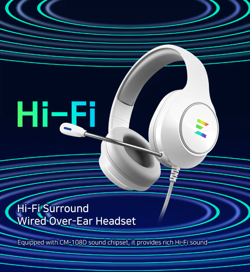 Zalman HPS310 Gaming Headset Surround USB RGB Over-Ear White 1YR Warranty