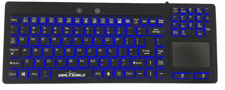 Seal Shield Seal Silk Glow Silicone Keyboard Waterproof Backlit Black USB