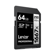 64GB Professional SILVER 1667x SDXC UHS-II Card - 1