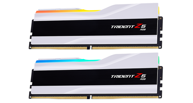 Two RAMG.SKILL Trident Z5 RGB with RGB lighting on a white background