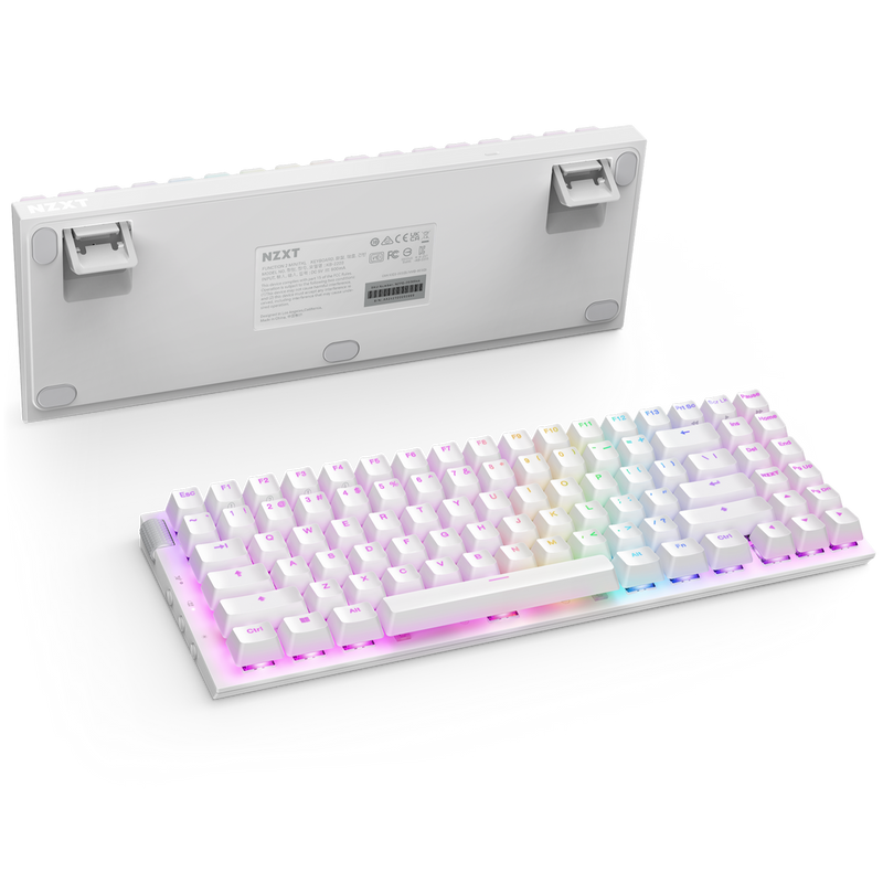 NZXT Function 2 MiniTKL Gaming Keyboard - Cable Connectivity - USB Type A - WHITE
