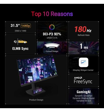 ASUS ROG Strix XG32WCS 32" QHD 180Hz 1ms FreeSync Curved Gaming Monitor