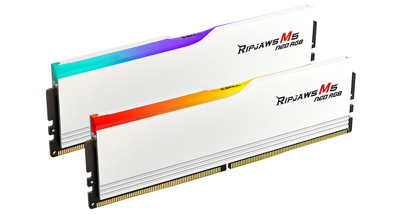 G.SKILL Ripjaws DDR5 RAM modules illuminated with RGB lighting