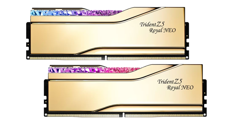 Two Trident Z5 Royal NEO RAM modules on a white background