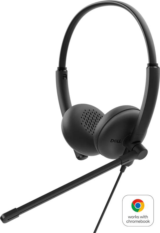 Dell WH125 Wired On-Ear Stereo Headset USB Type A Lightweight Cushion Black