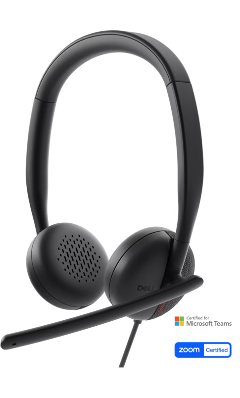 Dell WH3024 Wired USB‑C On‑Ear Stereo Headset Noise Cancelling Black