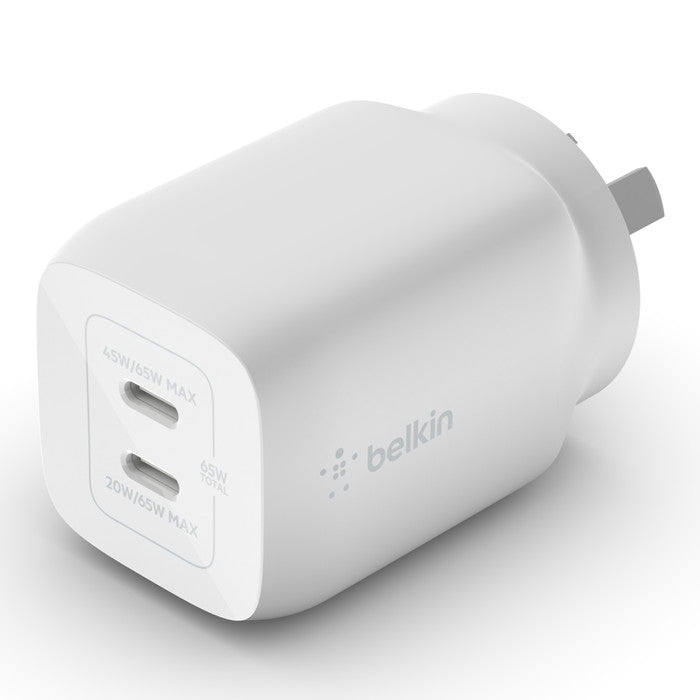 BELKIN BOOSTCHARGE 65W DUAL USB-C PD GAN WALL CHARGER