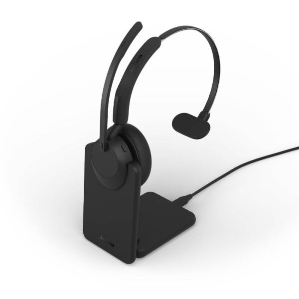 Jabra Evolve3 45 MS Wireless Mono Bluetooth ANC Headset Charging Stand Link390 USB-A