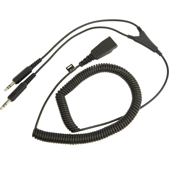 JABRA QD TO PC CURLY CORD WITH DUAL 3.5MM,2M (8734-599)