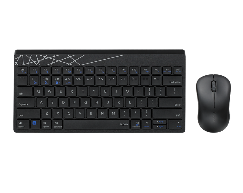 RAPOO 8000M Compact Wireless Multi-mode Bluetooth, 2.4Ghz, Keyboard and Mouse Combo - 8000M