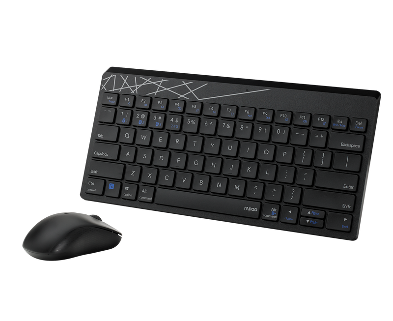 RAPOO 8000M Compact Wireless Multi-mode Bluetooth, 2.4Ghz, Keyboard and Mouse Combo - 8000M