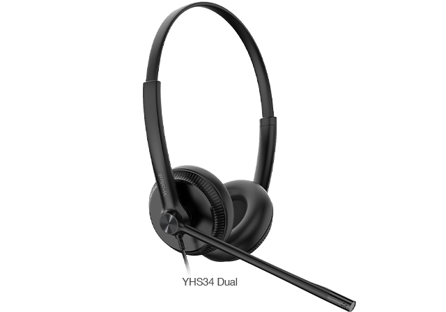 Yealink YHS34 Dual Wired Stereo Headset RJ9 QD Noise Cancelling Leather