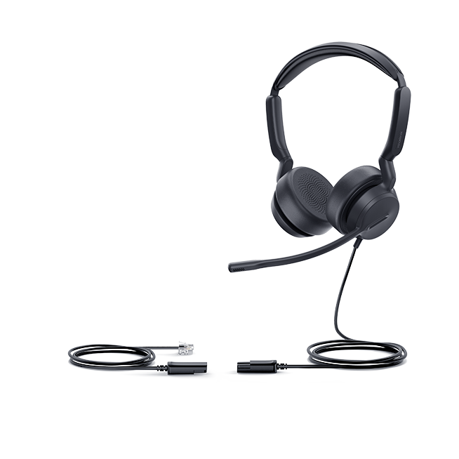 Yealink YHS36-E2-D QD Stereo Headset Noise Cancelling Mic Leather Cushions for IP Phones