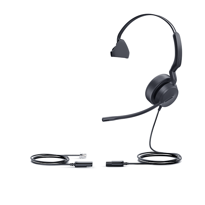 Yealink YHS36-E2-M QD Mono Headset Noise Cancelling Mic Leather Cushions for IP Phones