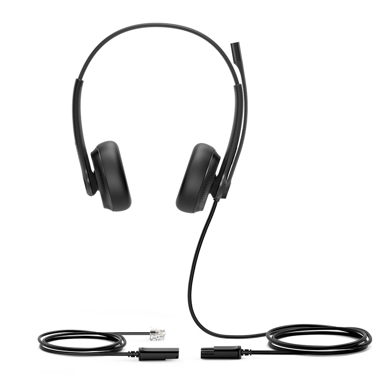 Yealink YHS34 Dual Wired Stereo Headset RJ9 QD Noise Cancelling Leather
