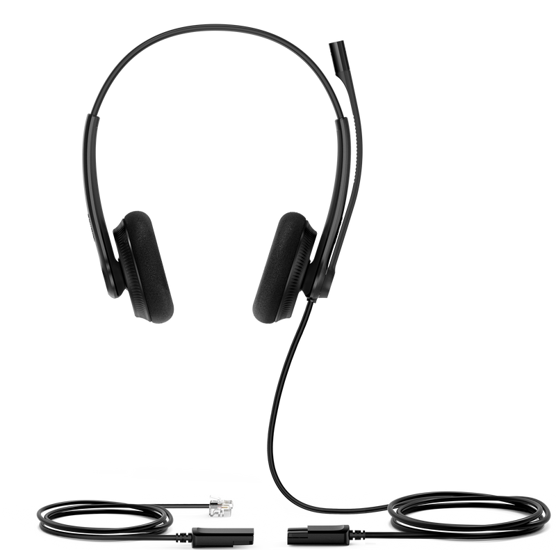 Yealink YHS34 Dual Wired Stereo Headset RJ9 QD Noise Cancelling Leather