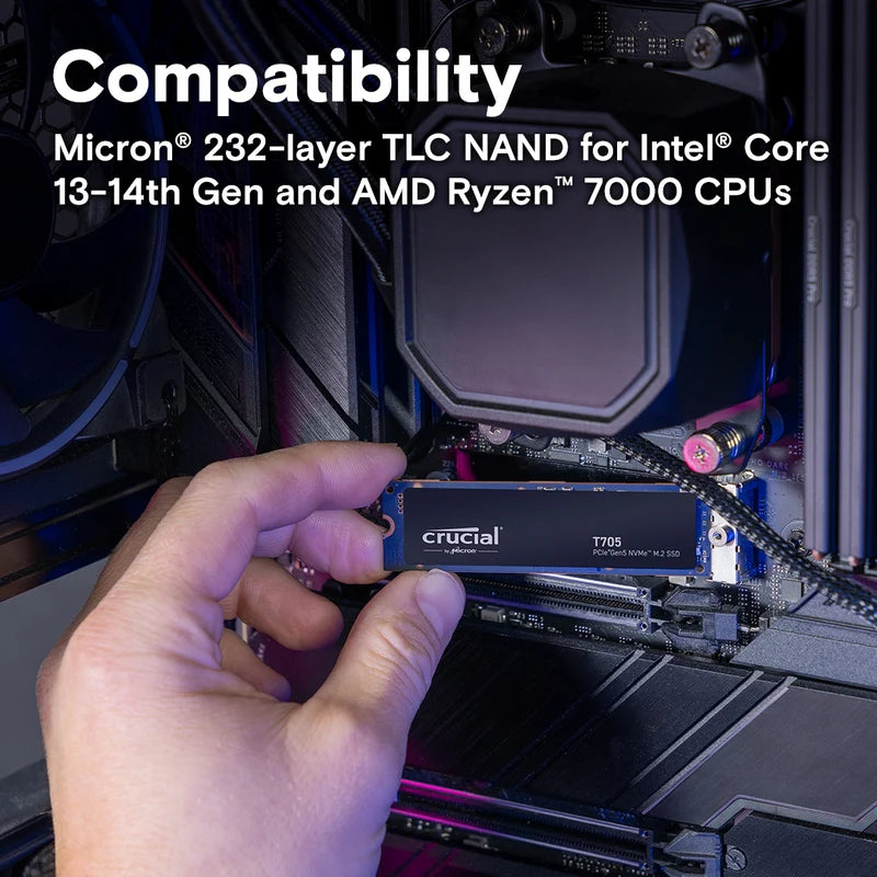 Crucial T705 4TB PCIe 5.0 NVMe SSD 14100MB/s 12600MB/s Gen5 Internal SSD