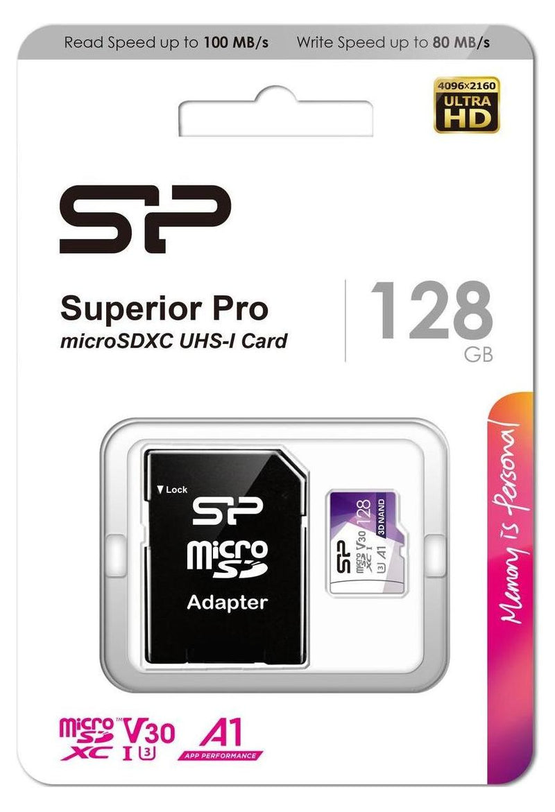 Silicon Power Superior Pro Colorful 128GB microSDXC U3 V30 A1 100MB/s 80MB/s Card