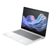 Laptop with a colorful abstract design on the screen against a white background