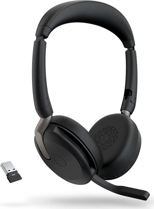 JABRA WIRELESS EVOLVE2 65 FLEX UC STEREO BT HEADSET W/CHARGING STAND + LINK380A, USB-A-26699-989-989