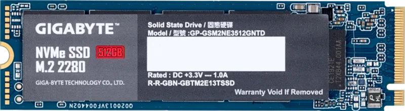 GIGABYTE Gen3 512GB M.2 NVMe PCIe Gen3 x4 SSD 1900MB/s Read 1200MB/s Write