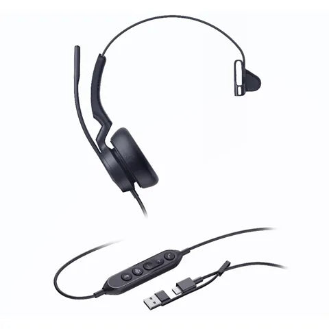 Yealink UH46 Mono UC Headset USB-C Noise Cancelling Mic Leather C/A Adapter