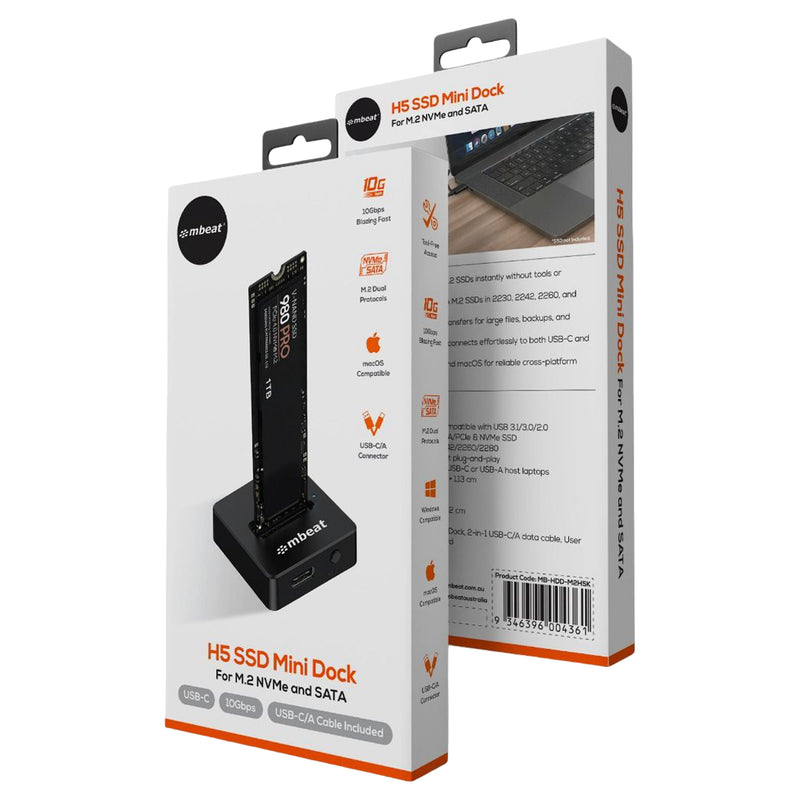 mbeat H5 M.2 NVMe SATA SSD Mini Dock USB 3.2 Gen2 10Gbps USB-C USB-A