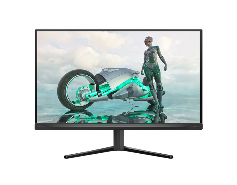 Front view of Philips Evnia 27-inch QHD IPS gaming monitor with ultra-thin bezels and HDR10 support
