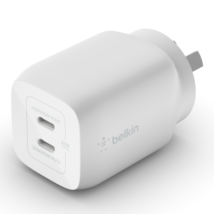 BELKIN BOOSTCHARGE 65W DUAL USB-C PD GAN WALL CHARGER
