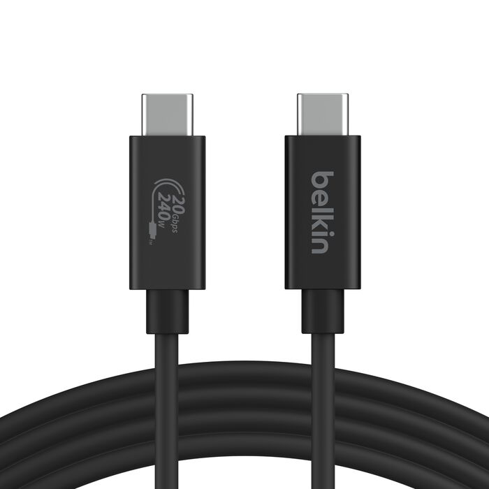 Belkin USB4 USB‑C Cable 2m 240W 20Gbps Thunderbolt 4 4K 60Hz Black