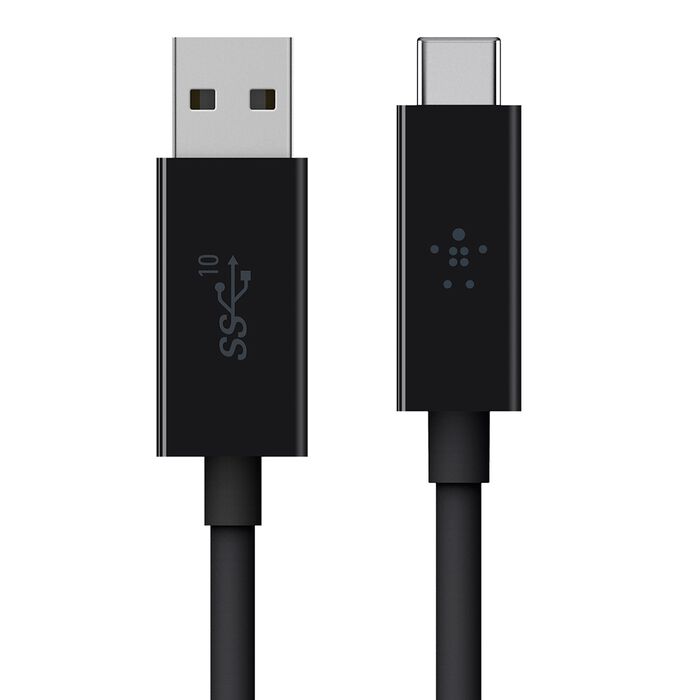 Belkin USB‑C to USB‑A Cable 1m 10Gbps 60W USB 3.1 Thunderbolt 3 Black