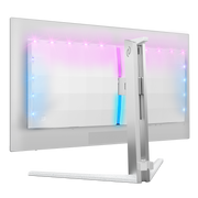 Philips Evnia 26.5-inch gaming monitor in desktop setup with immersive QHD display and ambient lighting