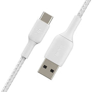 Braided USB-C to USB-A Cable (1m / 3.3ft, White) - 3