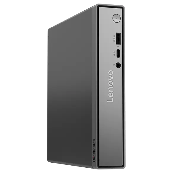 Off center shot of the front of Lenovo NEO 50Q G5 TINY