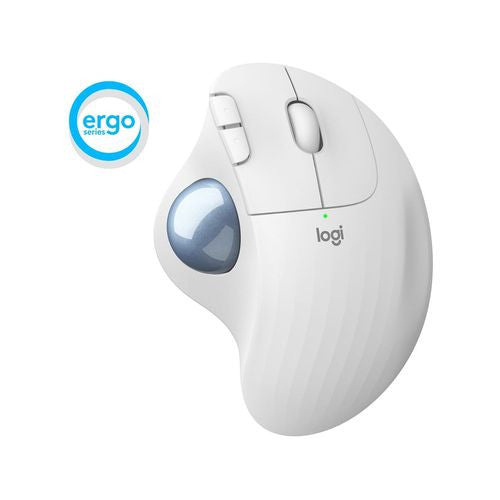 LOGITECH M575 ERGO WIRELESS TRACKBALL MOUSE,BOLT RECEIVER,BT,WHITE - 2YR WTY - 910-006439