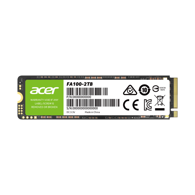 ACER FA100 2TB M.2 NVMe PCIe Gen3x4 SSD 3150MB/s Read 2600MB/s Write