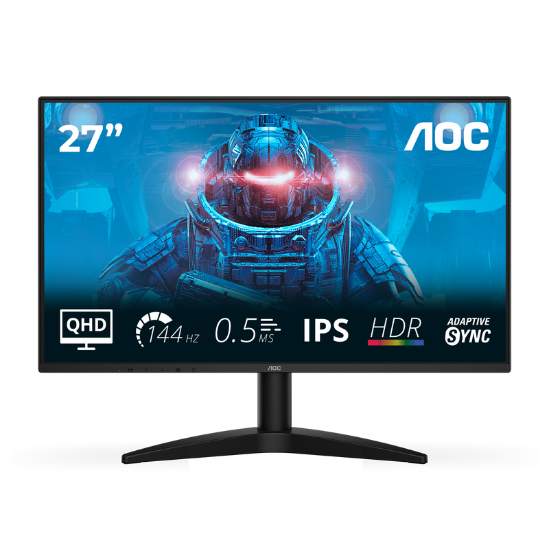 AOC Q27B36X 27in IPS QHD 1ms 144Hz Monitor DP HDMI HDR10 Adaptive Sync VESA